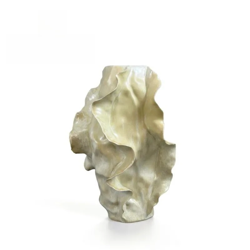 New Chinese-style handmade ceramic vase living room decoration irregular shape modern simple home ornament