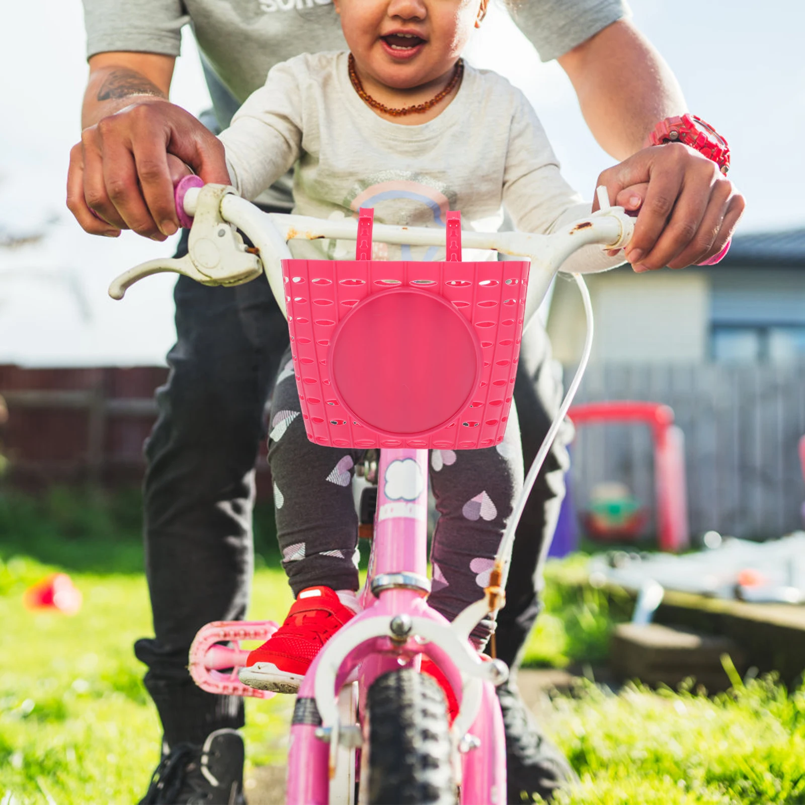 

1pc Plastic Bike Basket Detachable Waterproof Durable Storage Basket For Kids Bicycle Front Handlebar Strap Design Easy Carry