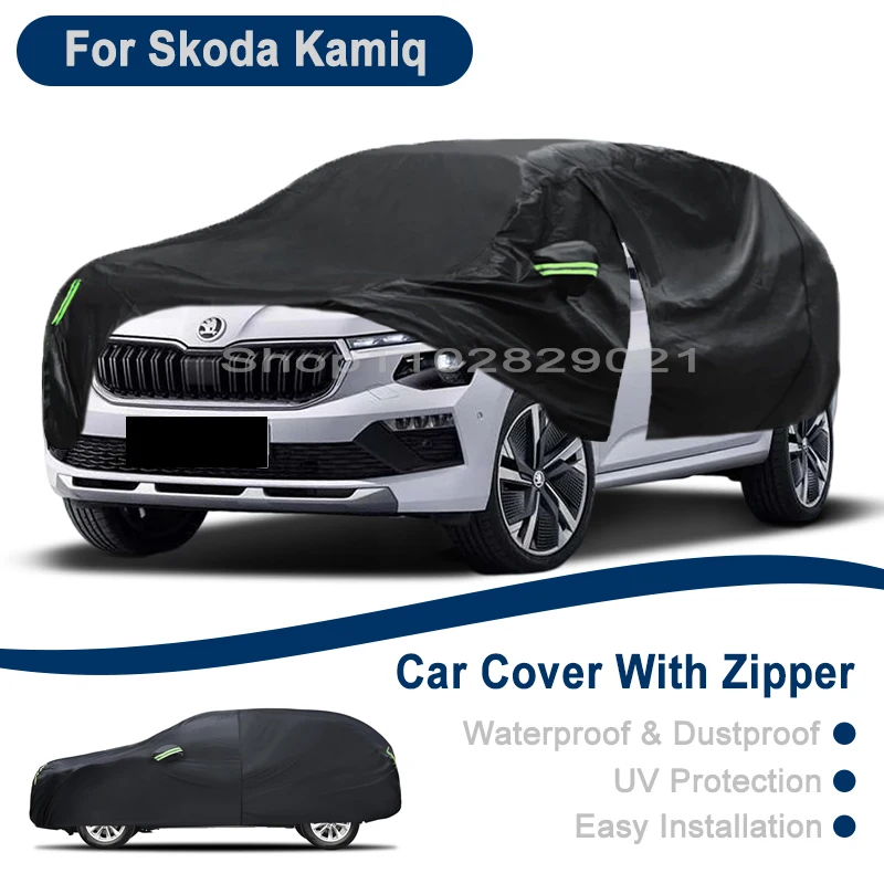 

Outdoor Full Vehicle Cover For Skoda Kamiq - Side Zipper Design, Waterproof Dustproof Sun Protection Car Cover