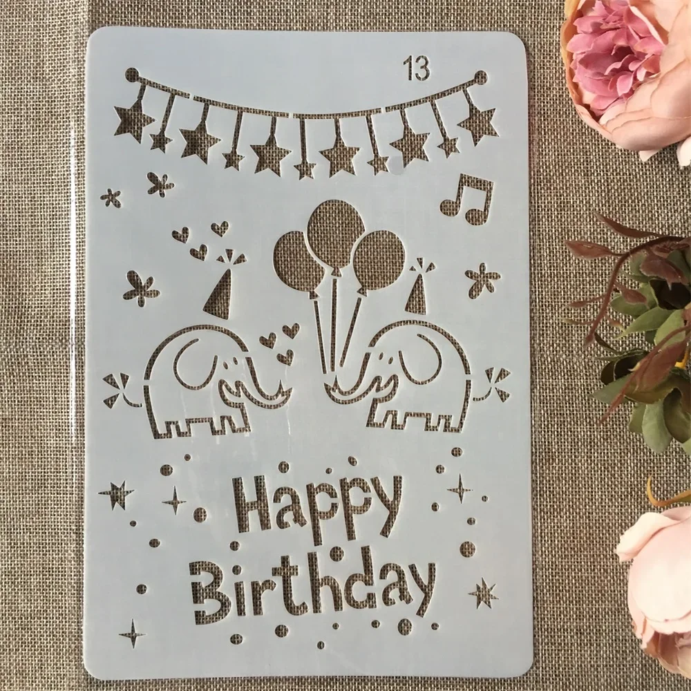 4Pcs A4 26cm Birthday Cake Wedding DIY Craft Layering Stencils Painting Scrapbooking Stamping Embossing Album Paper Template