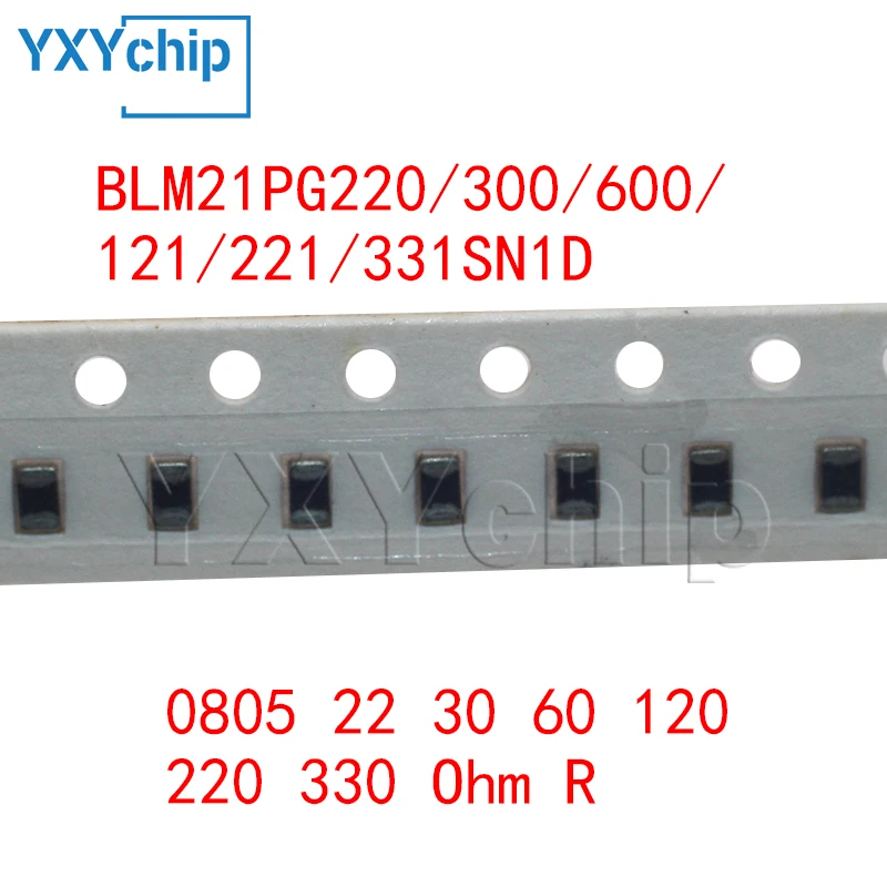 100pcs 0805 22 30 60 120 220 330 Ohm R High Current Smd High Frequency Ferrite Bead Blm21pg220/300/600/121/221/331sn1d