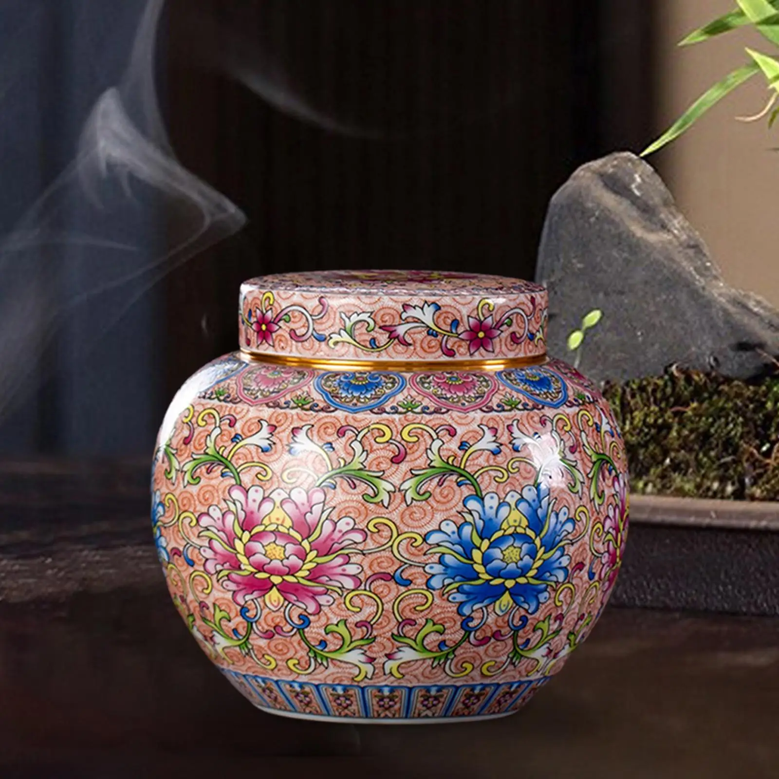 Ginger Jar Chinese Style 1000ml Rich Colors Multi Purpose Classical Decorative Tea Storage Container for Home Gift Office