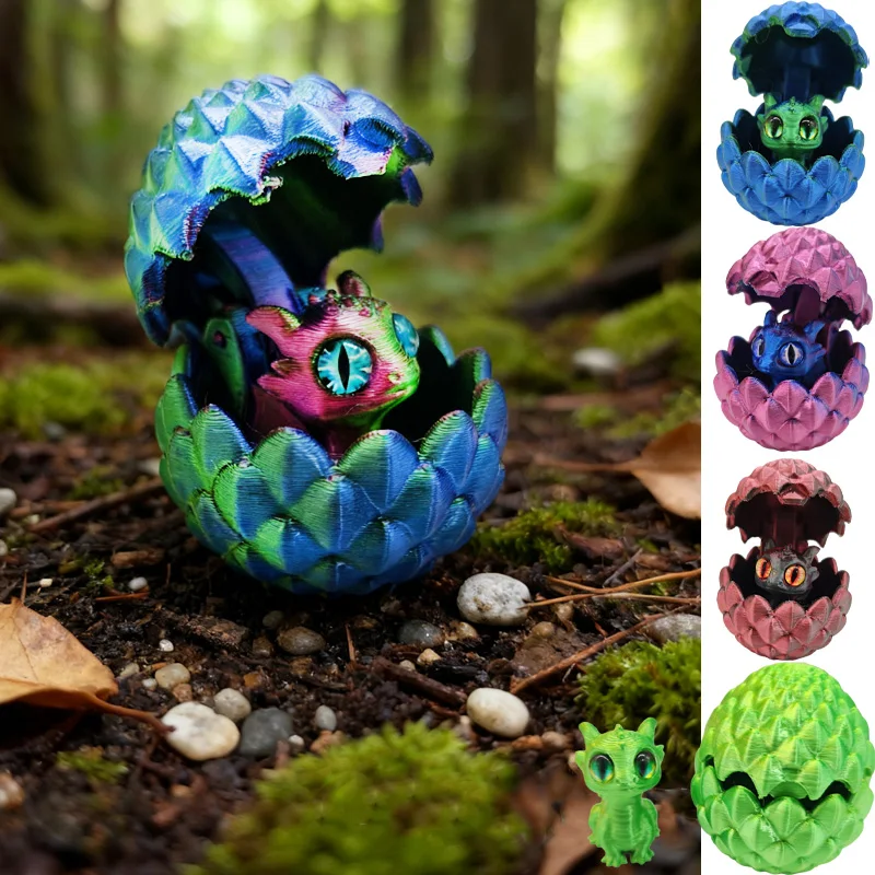 Figuras de huevos de dragón impresas en 3D, juguetes de animales, MIni Dragon Fidget, ojos de simulación, accesorios para el hogar, decoración de escritorio, juguetes para niños, regalos