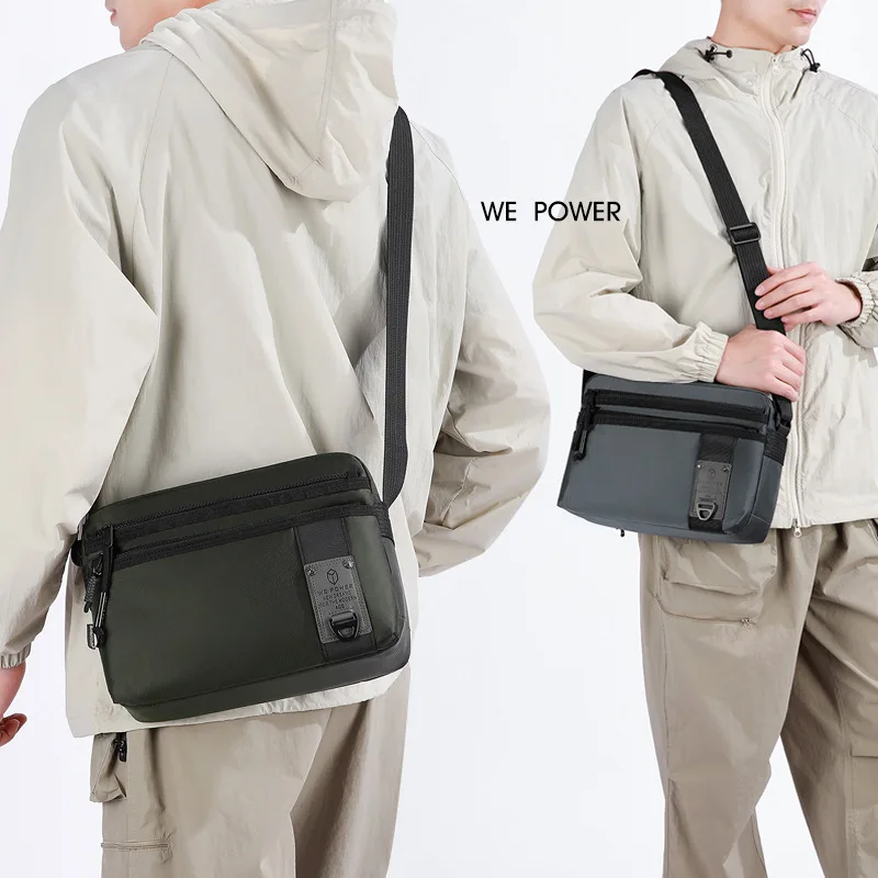 Nylon fabric lightweight men's square casual portable crossbody bag, lightweight commuting waterproof single-shoulder bag