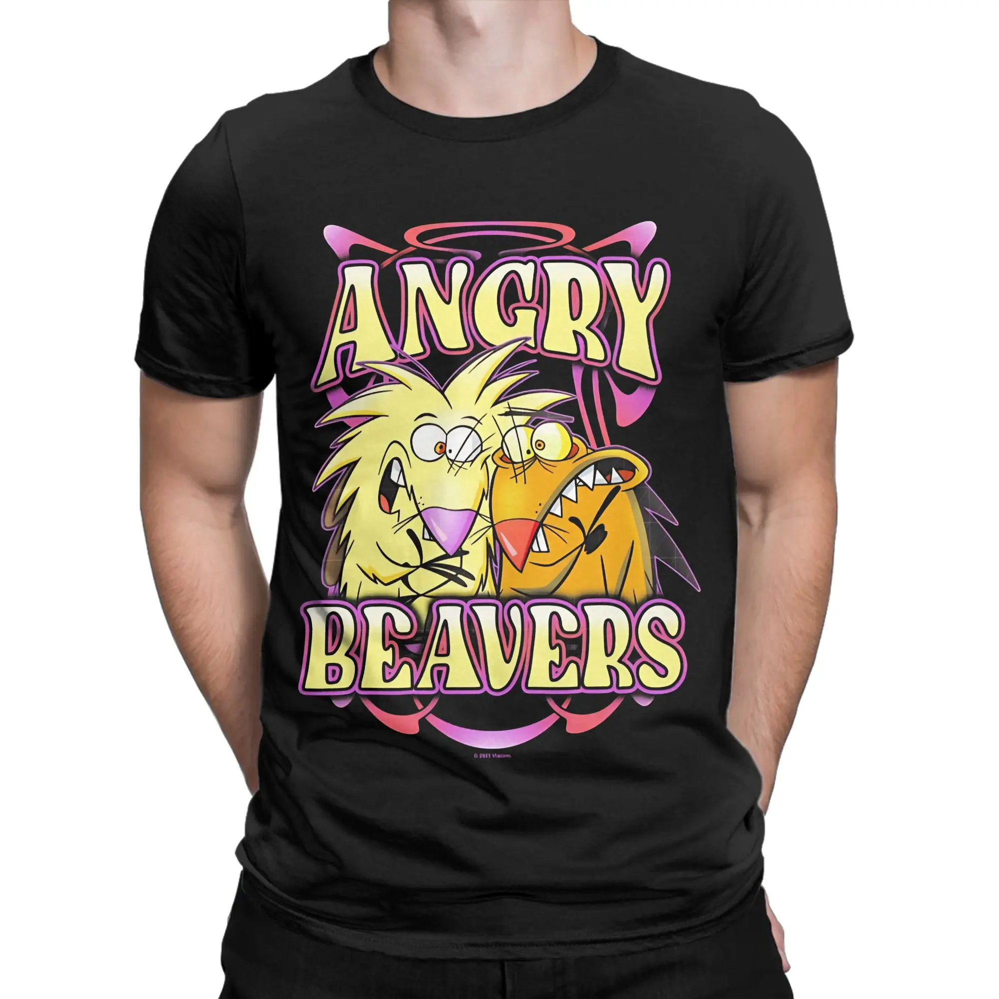 Angry Beavers Norbert  Daggett Neon Nouveau Group Funny 100% Cotton T-Shirt The Angry Beavers Tees Tops For Men