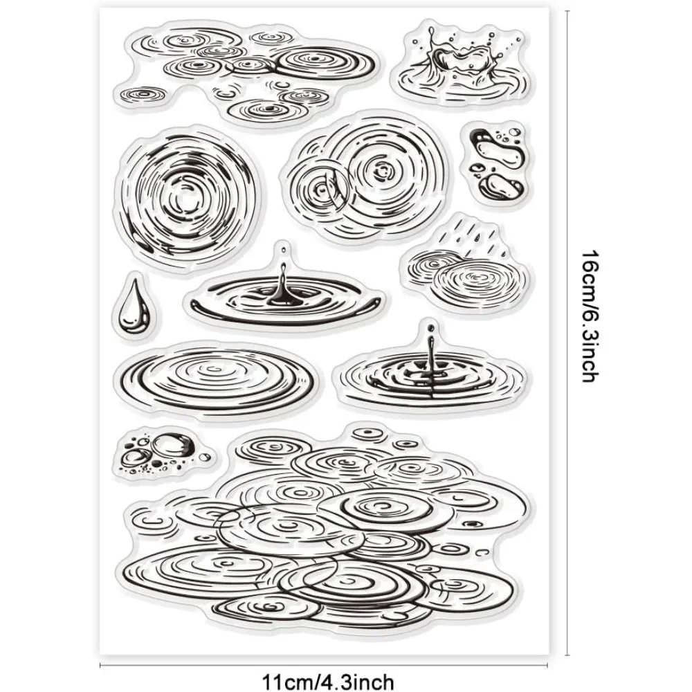 Water Ripples Clear Stamps for Cards Making Raindrops Silicone Clear Stamp Seals Transparent Stamps for DIY Scrapbooking Photo