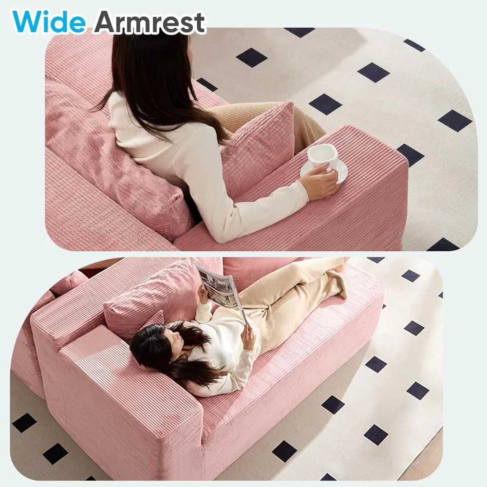 Современный секционный диван L-образной формы со съемными подушками, вельветовая ткань, просторный и удобный для гостиной