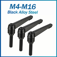 Length 12-100mm Alloy Steel M4 M5 M6 M8 M10 M12 M16 Clamping Lever Machinery Adjustable Handle Locking External Male Thread Knob