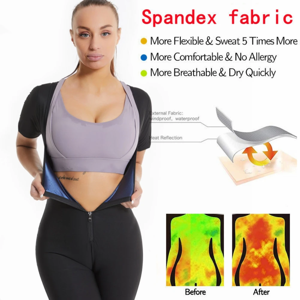 Kombinezon do sauny domowa dla kobiet Sweat, kamizelka gorset Waist Trainer 3 w1 wyszczuplający modelowanie całego ciała koszulka Fitness treningowy