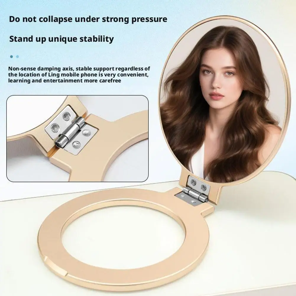 Universal Magnetic Cell Phone Stand with Makeup Mirror Aluminum Alloy Magnet Travel Portable Folding Phone Mount For Cell Phone