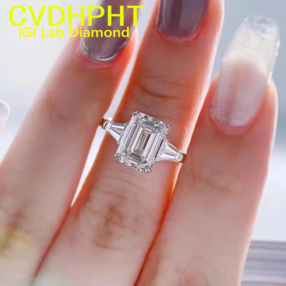 

5CT Emerald real 14K gold IGI Lab grown Diamond Ring Emerald shape Diamond wedding ring Factory Engagement