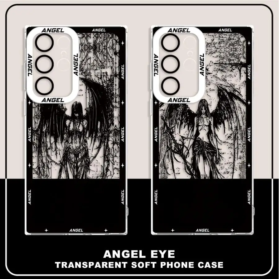 Creative Angel Art Clear Phone Cover Case for Samsung Galaxy S21 S20 Plus S24 S22 FE S25 Edge S23 Ultra Note 20 Ultra 10