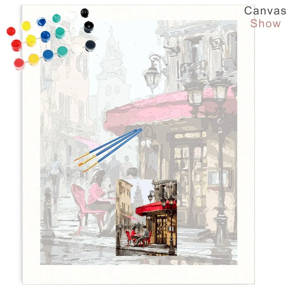 CHENISTORY DIY Painting By Numbers Acrylic Kits Paris Street Landscape Decompression Painting On Number Adults For Pictures New