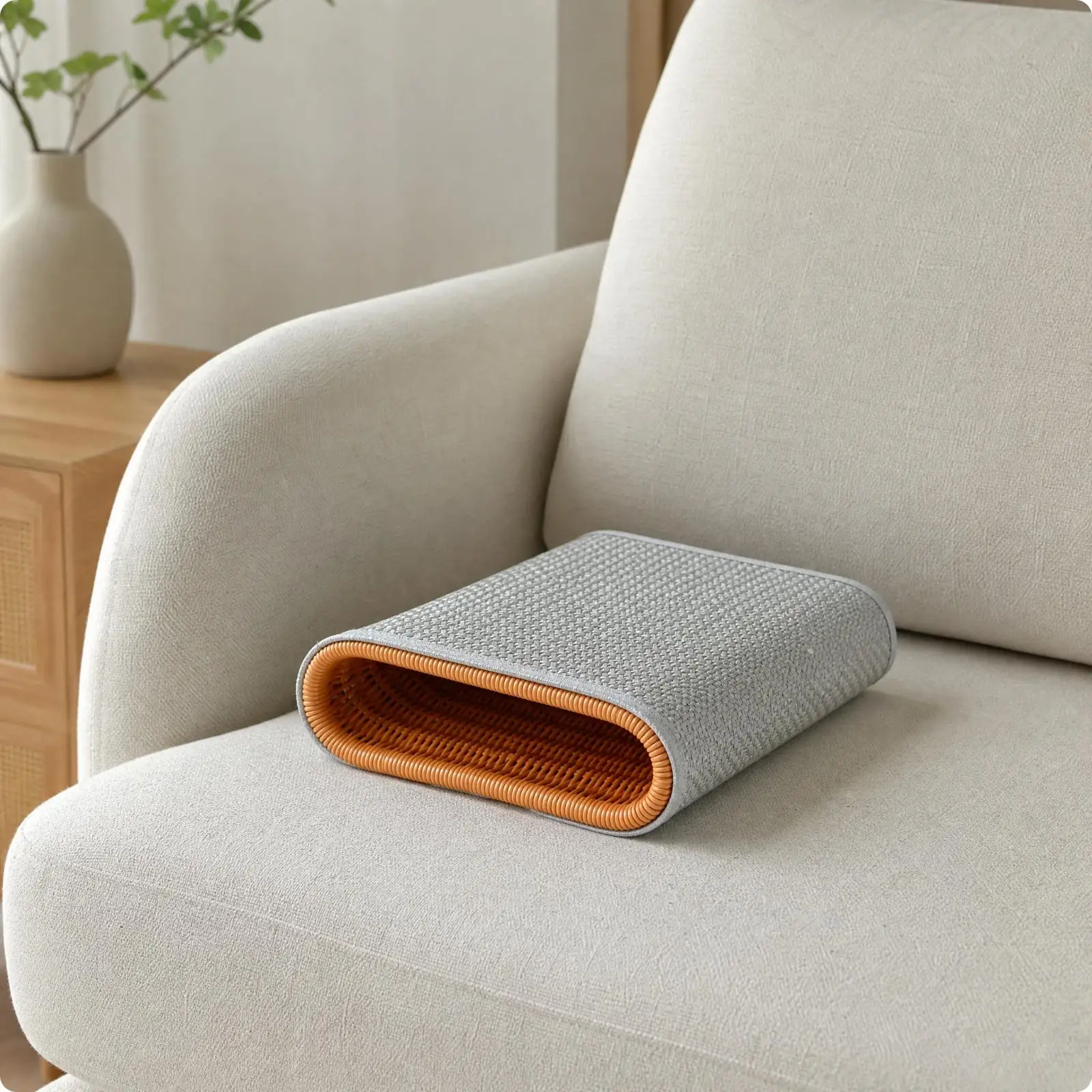Ergonomic Summer Pillow Rattan Weave Ice Silk Cover Cervical Support Cushion for Hot Night Sleeping Aid