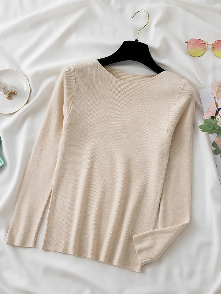 2025hohe Qualität Herbst Winter Warme Pullover Frauen Pullover Dünne Gestrickte Pullover Weibliche Oansatz Grundlegende Feste Beiläufige Top