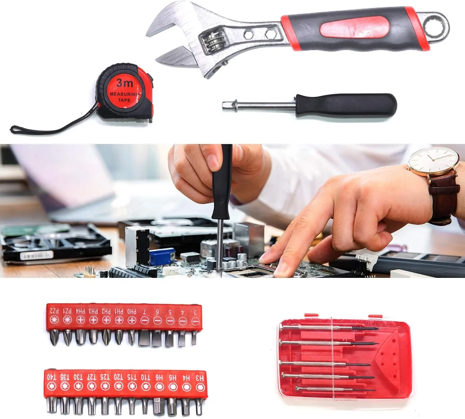 187PCS Tool Hand Tools Ratchet Socket Steel Wrench Spanner Set Mechanic Screwdriver Tool Set Toolbox