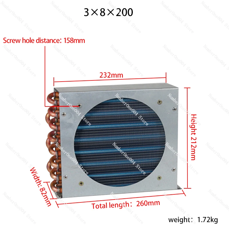 Applicable to Copper Tube Heat Exchanger for Physical Cooling Condenser Coil Refrigerator Aluminum Fin Heat Exchanger Small