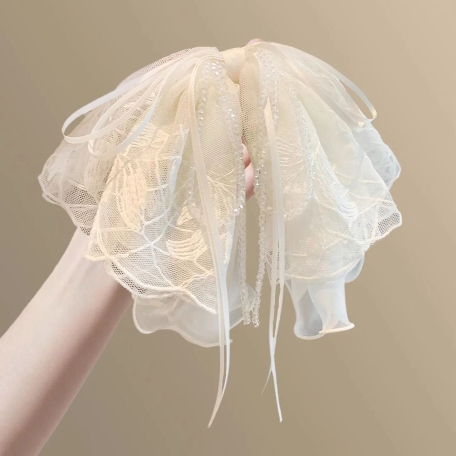 Spitzen-Stickerei-Haarspangen mit Schleife für Damen, kristallverzierte Dutt-Haarspange, elegante Haarklammer für mittellanges Haar, Haar-Accessoires