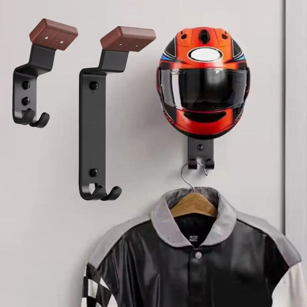 

Carbon Steel Motorcycle Helmet Holder Dual Hook Wall Mounted Motorcycle Hat Stand Space Saving Motorcycle Helmet Display Stand