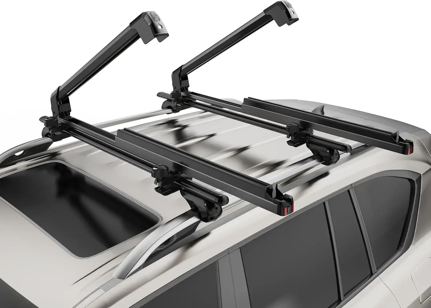 

Ski & Snowboard Rack for Car Roof, 27.5'' Loading Width Fits 6 Pairs of Skis or 4 Snowboards, Aluminum Roof Rack with Lock & Rub