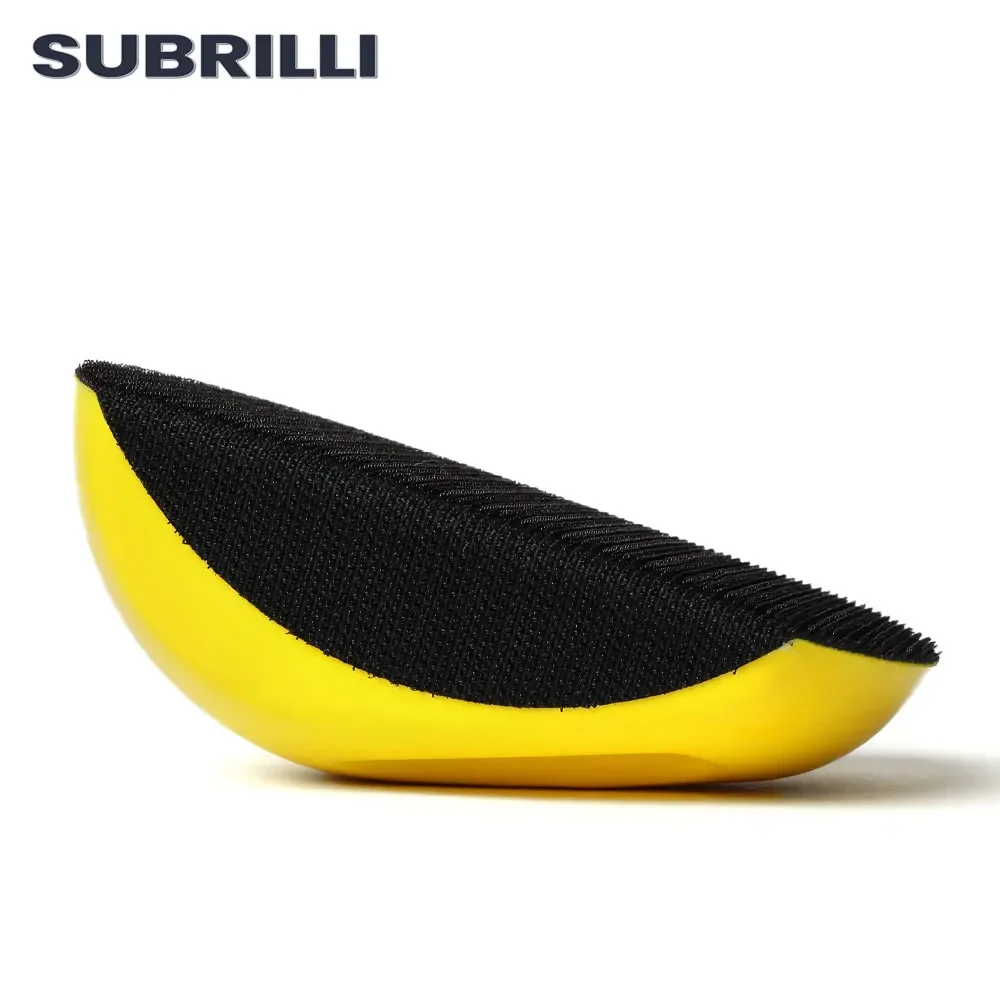 Subrilli 2 peças disco de lixa em forma de mouse 5 polegadas espuma pu bloco de moagem manual lixa abrasiva suporte manual almofada de apoio