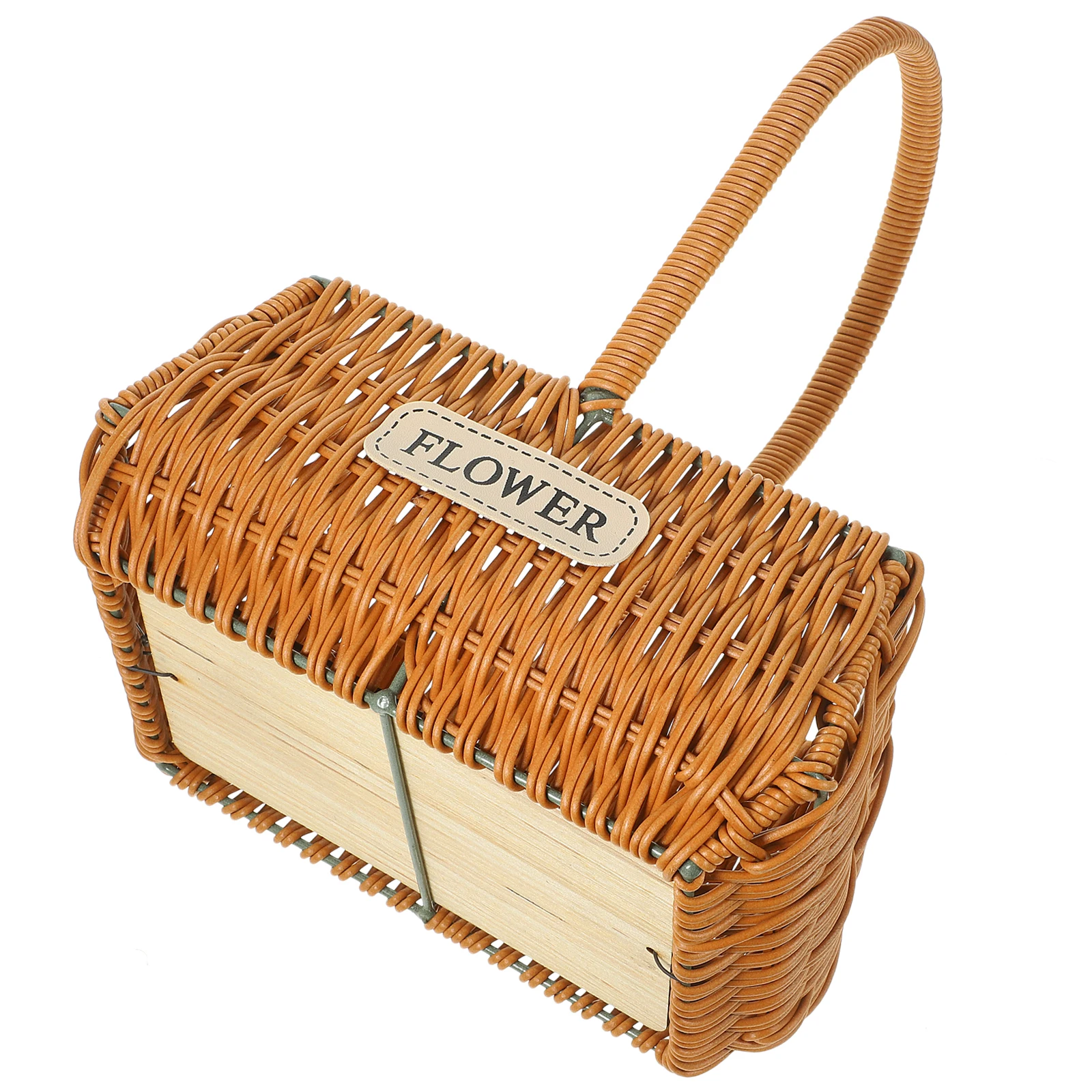 

Portable Woven Flower Basket Wedding Decoration Handmade Rattan Style Floral Arrangement Basket Lightweight Storage Gift