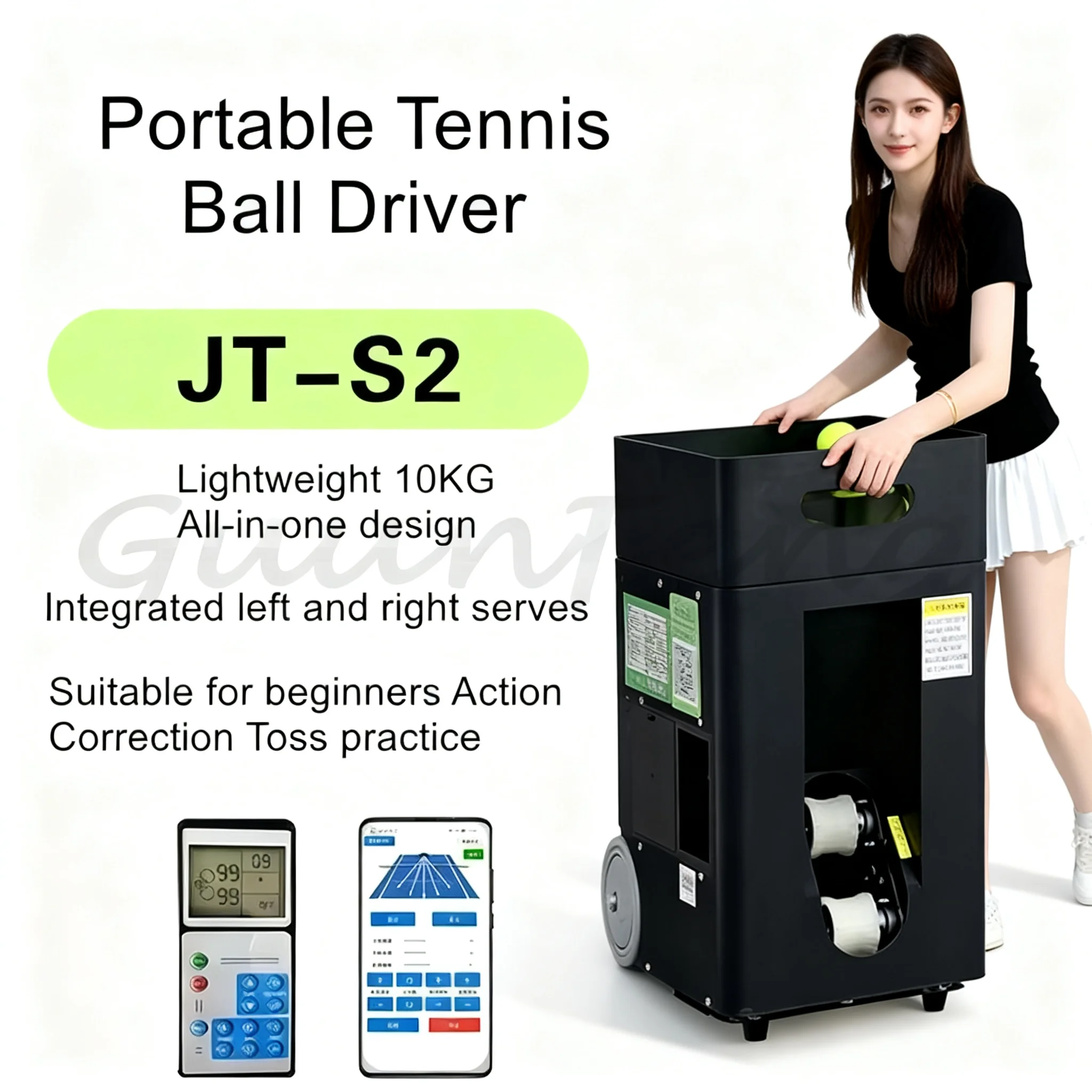 JT-S2 tennis trainer automatic ball feeder, APP and remote control