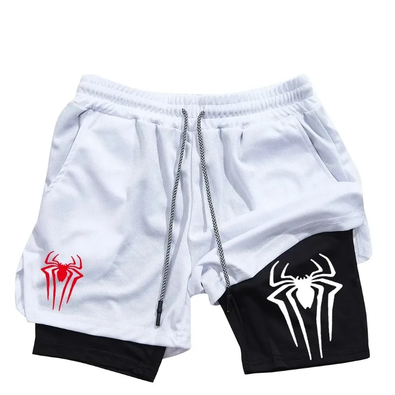 Men's fitness shorts, quick drying sports 2-in-1 with mobile phone pocket, towel bag, sports shorts