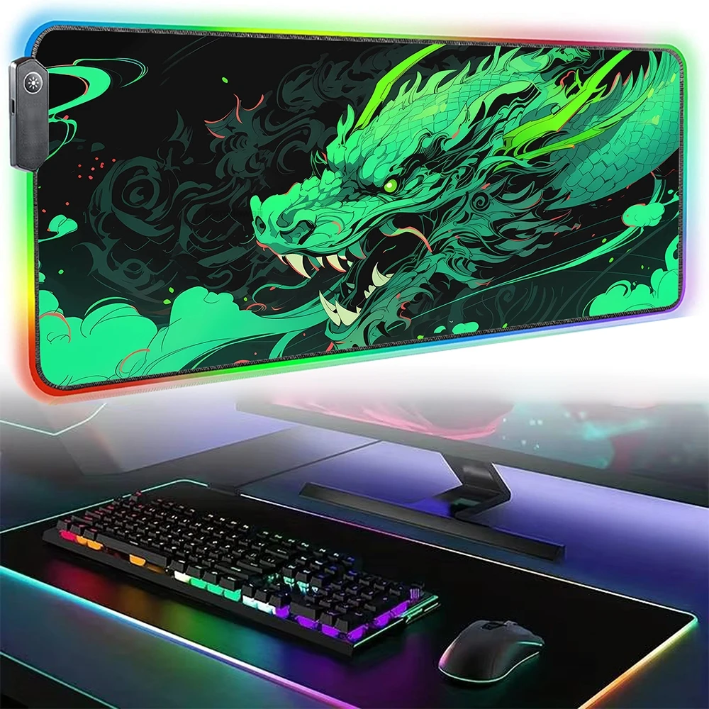 RGB Dragon Mouse Pad LED Mouse Mat Game Colorful Desk Mats Rubber Mousepad Glowing USB Keyboard Compute Laptop Notebook Carpet