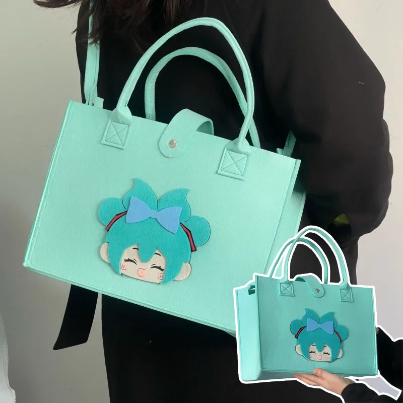 

Hatsune Miku Large Capacity Felt Shoulder Bag Portable Storage Organizer Felt Messenger Bag Toy Sundries Crossbody Handbag new