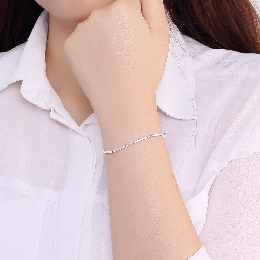Factory direct fashion 925 Sterling Silver Bracelet for woman elegant simple snake chain Luxury jewelry Wedding party gifts