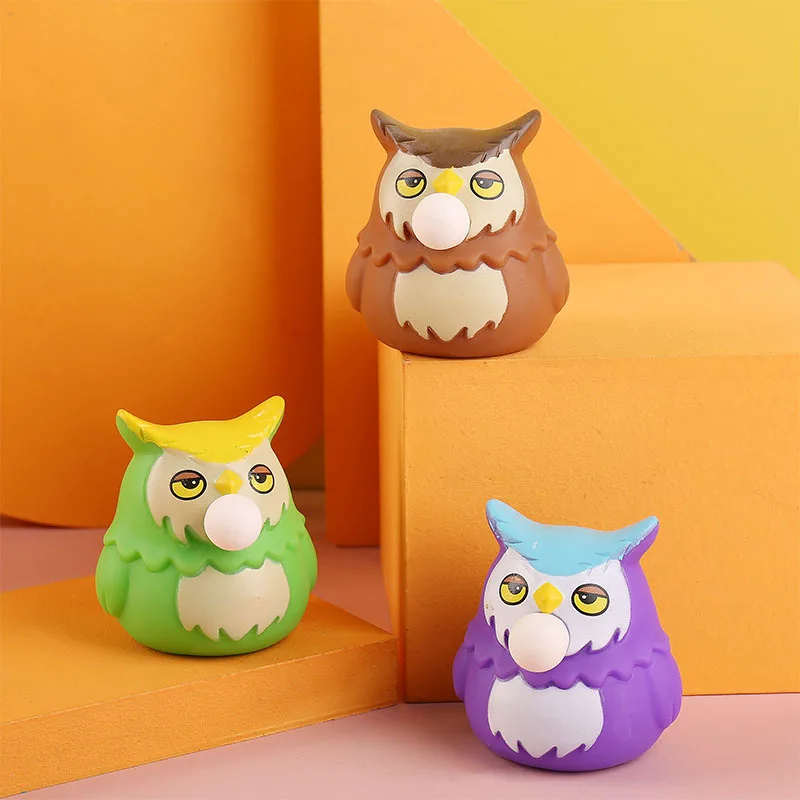 

Creative owl spit bubble prank cartoon small animal decompression vent doll toy gift K35