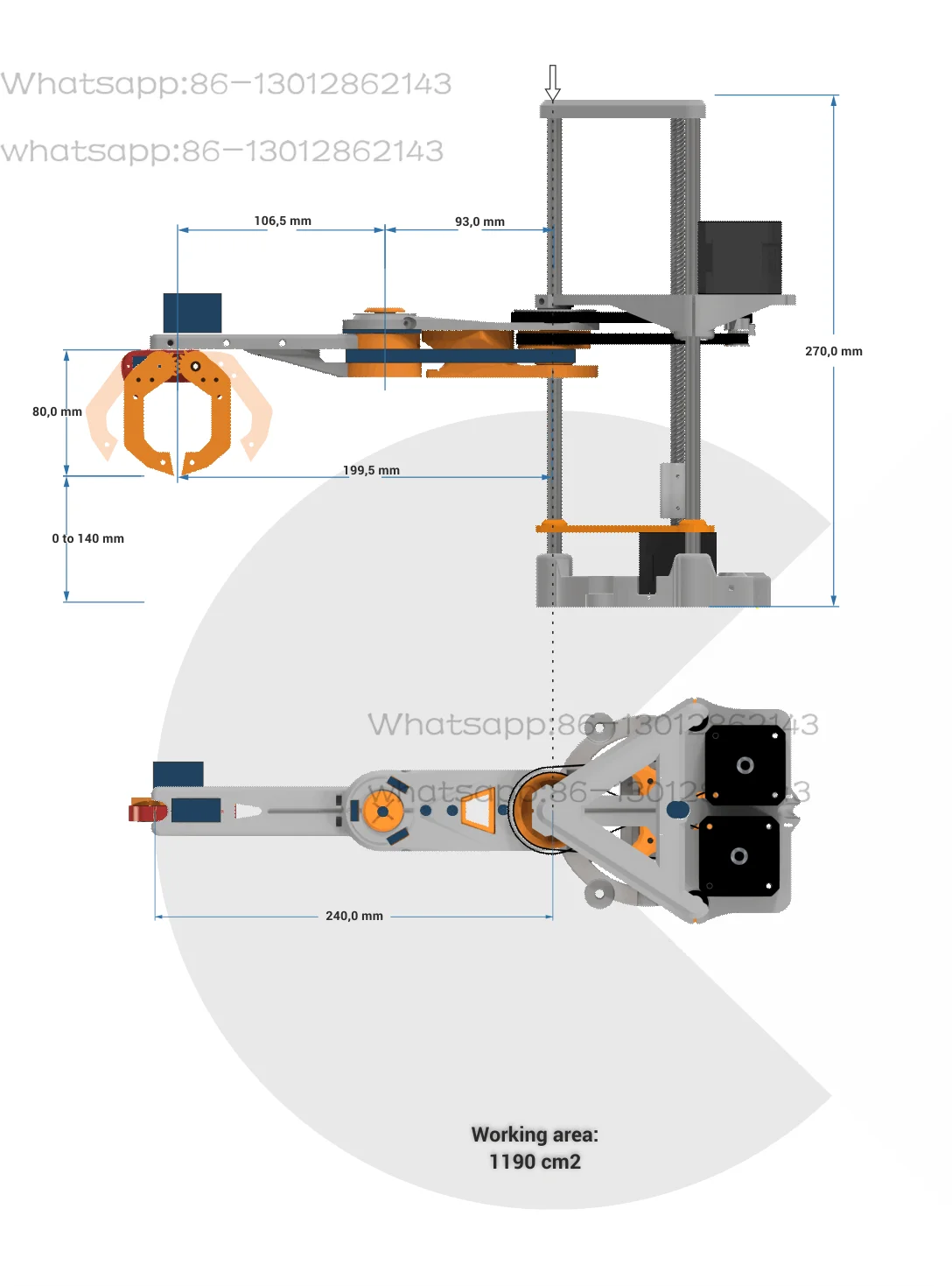 SCARA robot arm with stepper motor controller, graphic programming, self-assembled robot components