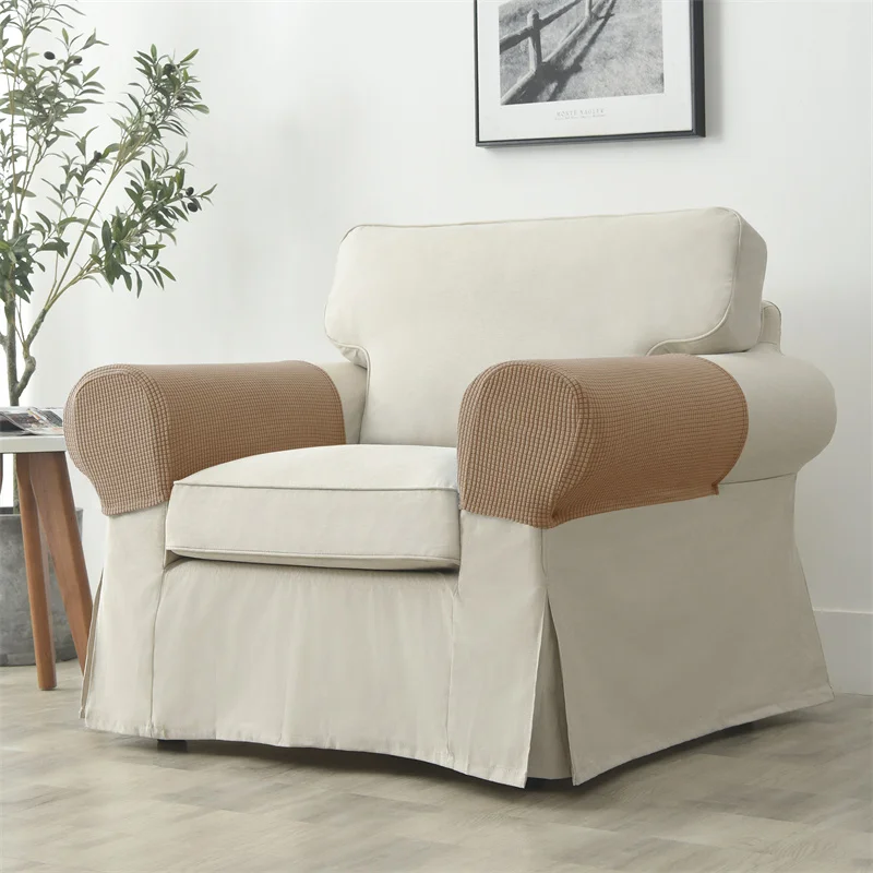 2-teiliges Set Stretch-Sofa-Armlehnenbezug Polar Fleece Schmutzabweisender Couch-Sessel Möbelschutz-Bezüge Einfarbig Wohnungsdekoration – Detail 12