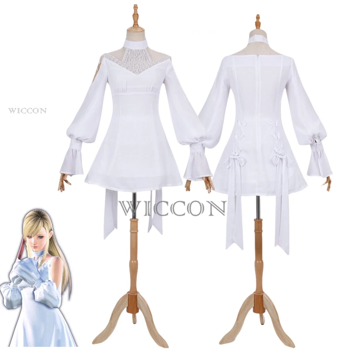 

Game Final Fantasy XIV:A Realm Reborn Ryne Minfilia Cosplay Costume White Mesh Yarn Dress Woman Sexy Carnival Halloween Suit