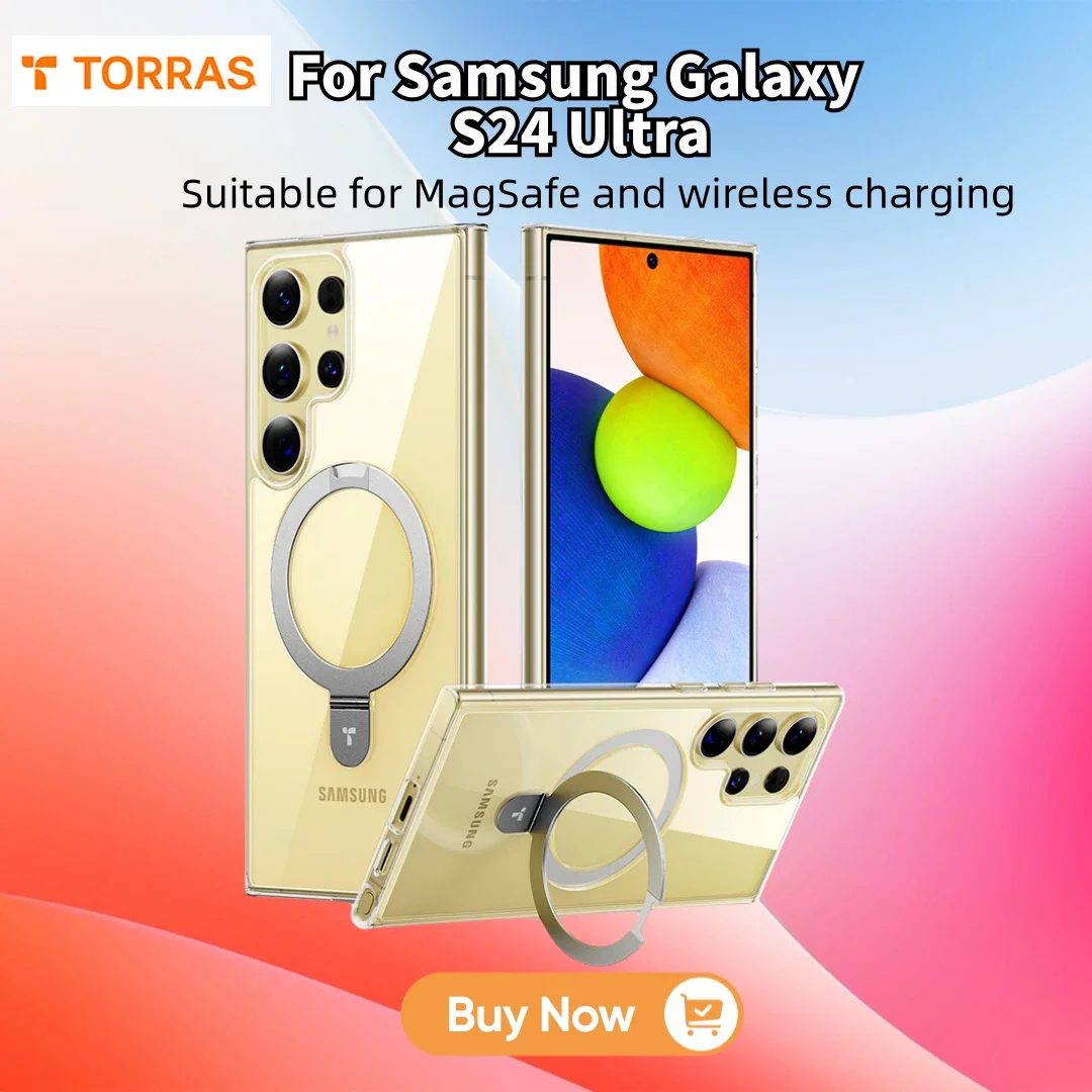 

TORRAS Magnetic Ostand Ring Phone Case for Samsung Galaxy S24 Ultra Case Compatible with MagSafe & Wireless Charging