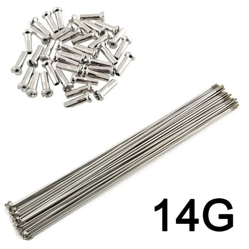 36pcs 14G bike spokes Bicycle parts bicycle steel wire Stainless steel silver black 186/188mm 259/261mm Copper cap curved spokes