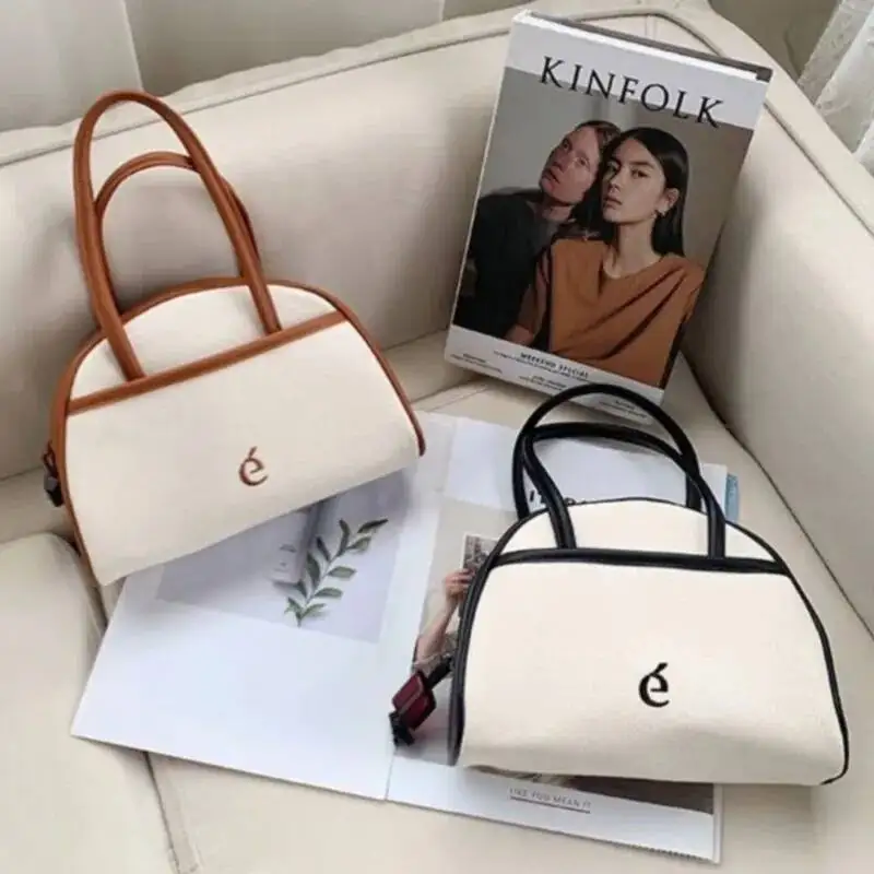 

Bloom Retro White Y2k Hand Purse Women 2025 Handle Casual Half Moon Bowling Bag Female Vintage Haruku Handbag Aesthetic