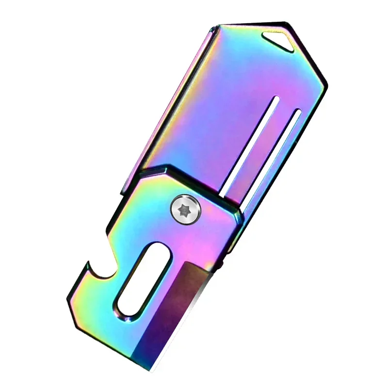 EDC Multifunction Pocket Fold Knif e Multipurpose Keychain Multi Bottle Opener Mini Keyring Peel Cutting Camping Outdoor Tool