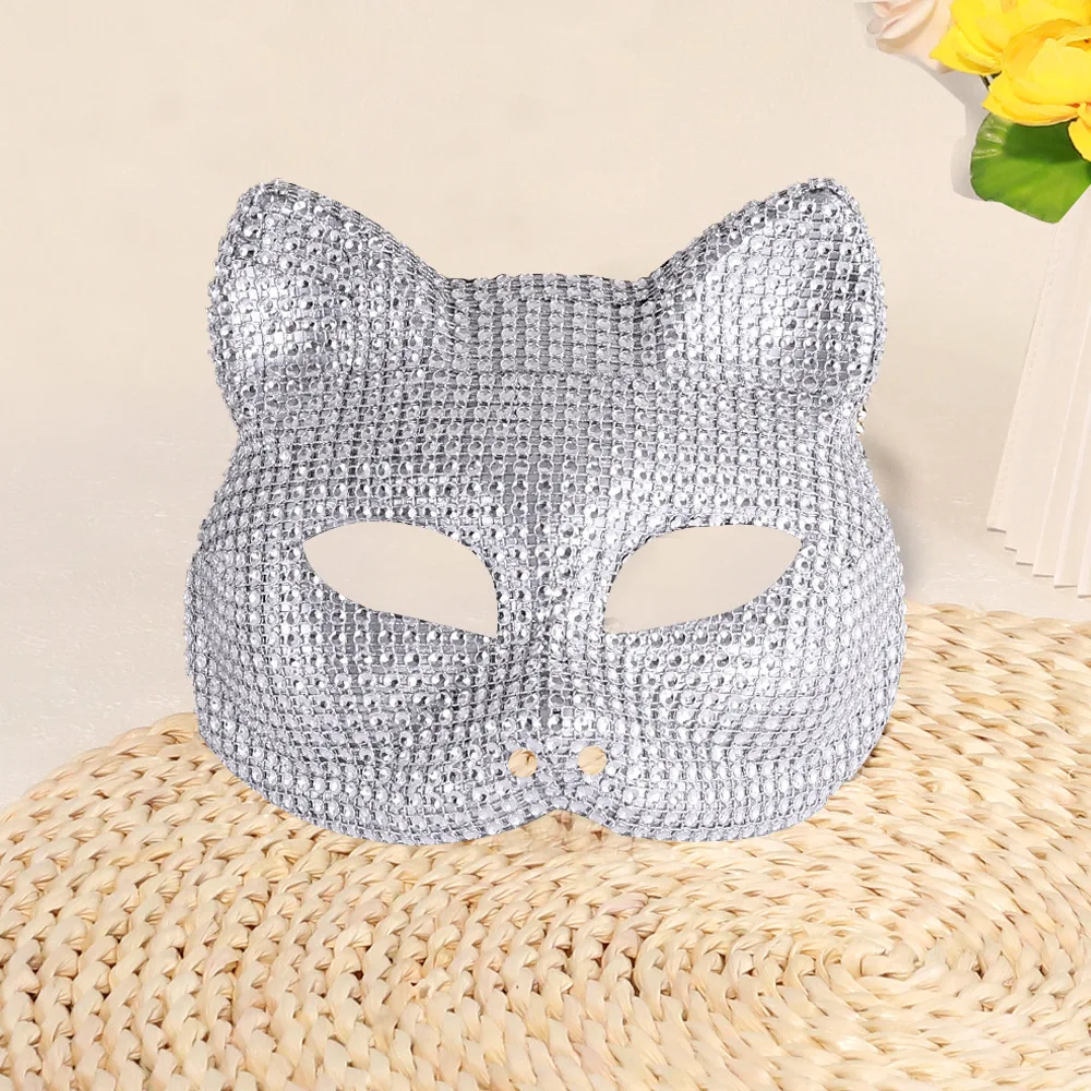 Maska kota z dżetów, błyszcząca maska na bal maskowy dla kobiet i mężczyzn, kostium na karnawał, cosplay, bal przebierańców, festiwal, rave, akcesoria