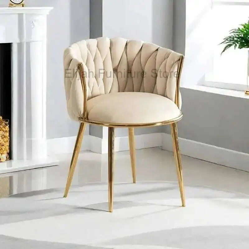 

Dining Living Nordic Velvet Armchair Chair Room Relaxing Cafe Chair Luxury Design Vanity Stool Fauteuils De Salon Furniture