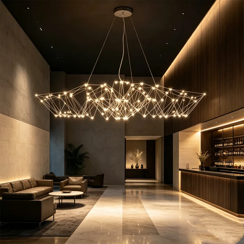 Crystal pendant light, fireflies, starry sky, bedroom, dining room, creative simplicity, modern living room, personalized pendan
