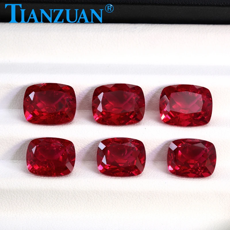 Lab Grown Ruby Pigeon Blood Red Ruby Antique Cushion Shape Natural cut with Cracks and inclusions Loose Stone AGL Certificate