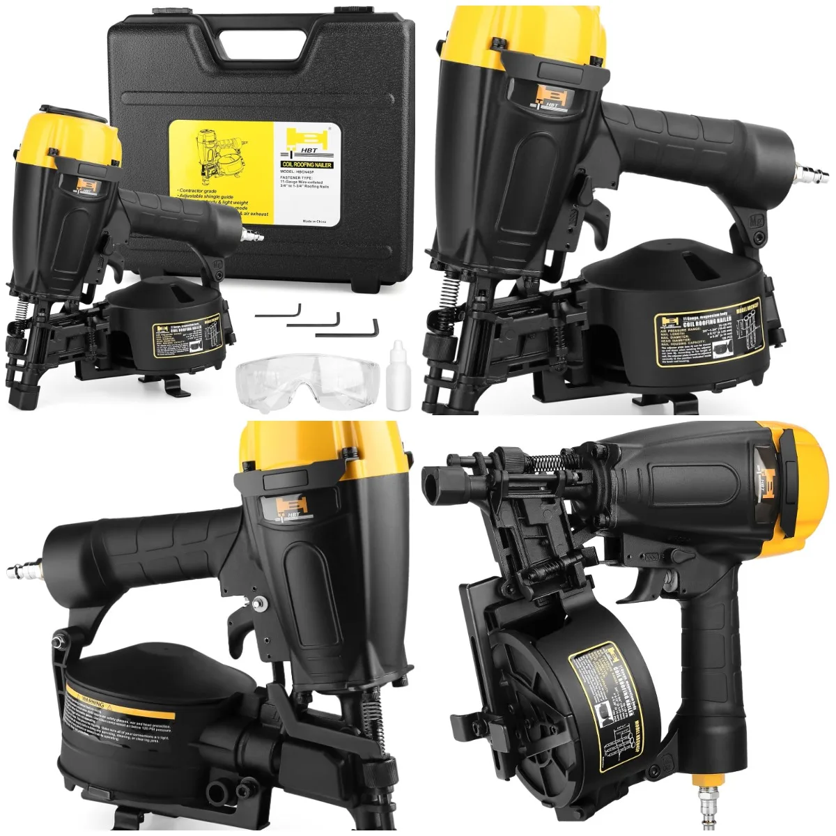 

HBCN45P 7/8' to 1-3/4' Coil Roofing Nailer with Magnesium Housing 11 GA Roofing Nail Gun
