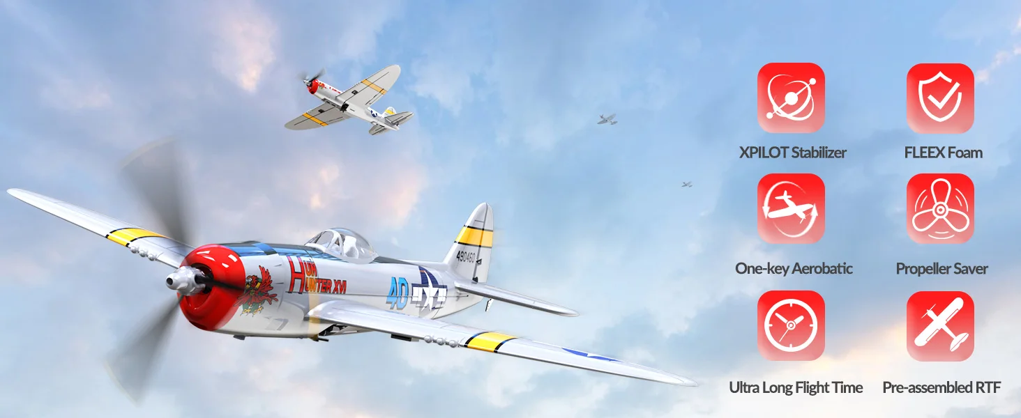 Volantex New Spitfire RC Plane EPP 400mm Wingspan RC Fighter One Key Aerobatic 2.4G 4CH RTF RC Plane