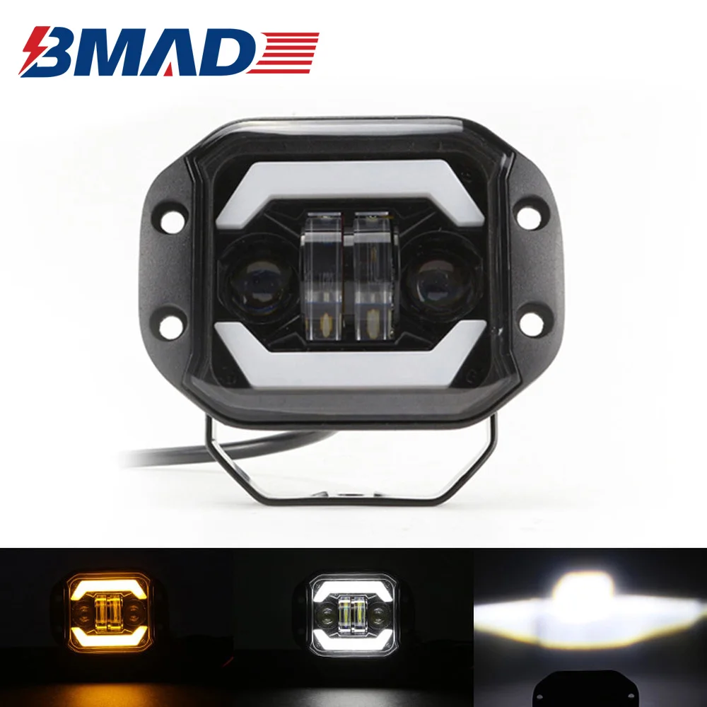 

BMAD 5" Inch Spotlight Flush Mount LED Work Light Bar Hi/low Beam Off Road 4X4 Atv Niva Lada Car 12V 24V LED Driving Fog Lights