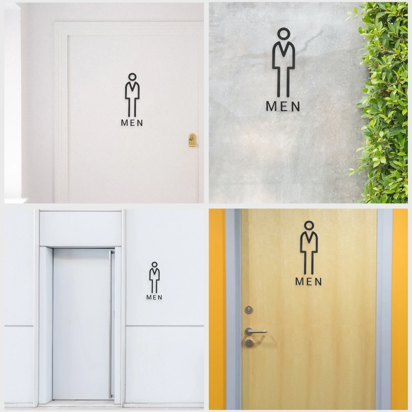 

Acrylic 3D Restroom Door Sign Retro Decor Toilet Identification Signs Vintage Black Bathroom Lavatory Washroom Plates