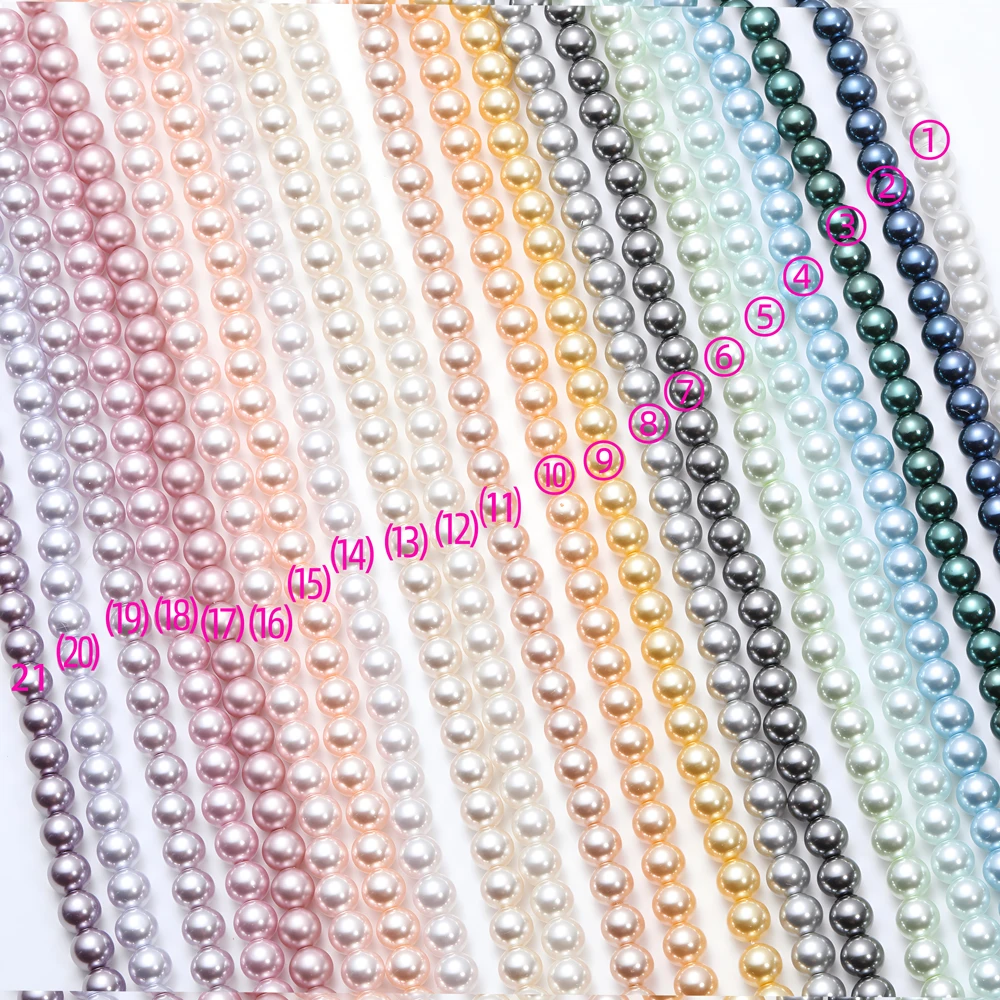 4mm-10mmLight luxury high-end feeling imitation glass pearl 6mm straight hole DIY pearl bracelet loose pearl pendant accessories