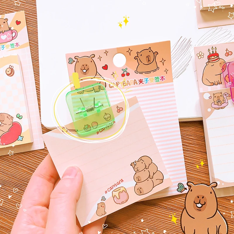 Capivara Mini Notebook Portátil, Papelaria Kawaii, Acessórios de Escritório, Material Escolar, Notepad para Notas Diárias, Papelaria Presente