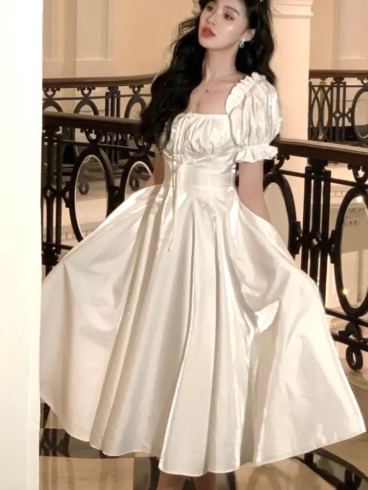 Elegant Evening Party Dress for Women Summer Prom Robe Vestidos Korean A-line Princess Romantic Graduation Dresses